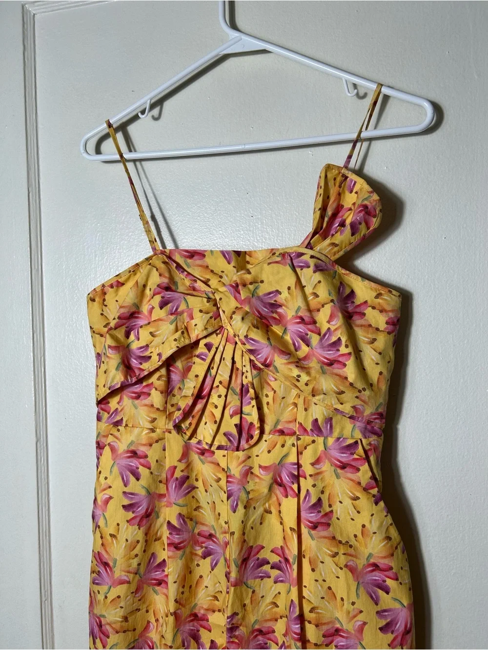 Farm Rio banana sunshine bow top jumpsuit womens S NWT yellow